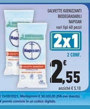 Conad Napisan Salviette Igienizzanti Biodegradabili offerta