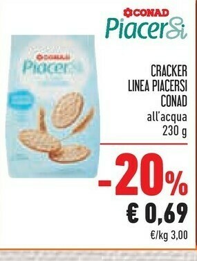 Conad Conad - Crackers All'Acqua Piacersi 230 G(ml) offerta