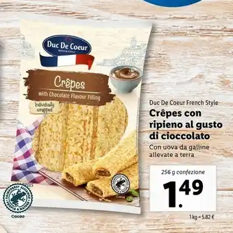 Lidl Duc de coeur 8 Crêpes With Chocolate Flavoured Crème Filling 256 G(ml) offerta