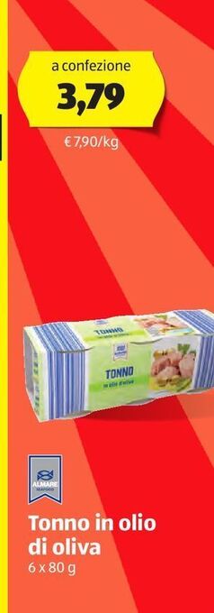 ALDI Tonno in olio di oliva dal mare offerta