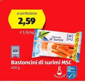 ALDI Bastoncini di surimi msc 450 g dal mare offerta