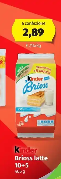 ALDI Kinder brioss latte 10+5 offerta