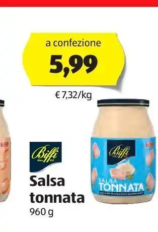 ALDI Salsa tonnata 960g biffi offerta