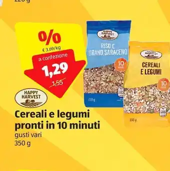 ALDI Cereali e legumi printi in 10 minuti happy harvest offerta
