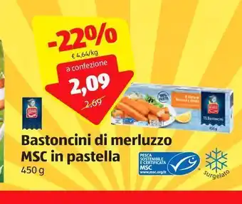 ALDI Bastoncini di merluzzo msc in pastella 450 g offerta