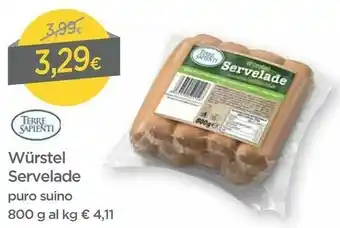 DPiù Wurstel Servelade Puro Suino offerta