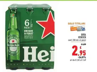 Conad Heineken Birra Conf 330 Ml X 6 Pezzi offerta