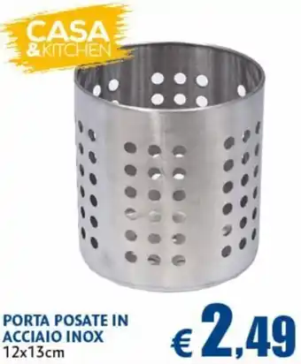Casa & Co Casa & Kitchen Porta Posate in Acciaio Inox 12x13cm offerta