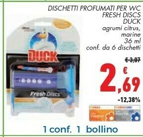 Conad Duck Dischetti Profumati Per Wc Fresh Discs Agrumi Citrus, Marine 36 Ml offerta