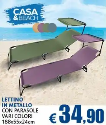 Casa & Co Casa & Beach Lettino in Mettallo con Parasole vari colori 188x55x24cm offerta