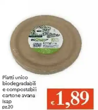 Isap Piatti Unico Biodegradabili E Compostabili Cartone Avana