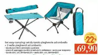 Galassia Set Easy Camping Set Da Tavolo Pieghevole offerta