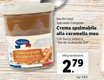 Lidl Duc de coeur Crema Spalmabile Alla Caramella Mou 340 G offerta