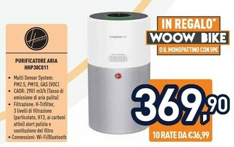 Unieuro Hoover HHP30C011 Purificatore 100 M² Argento, Bianco offerta
