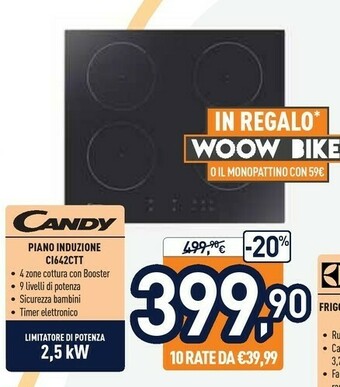 Unieuro Candy CI642CTT Nero Da Incasso 59 Cm A Induzione 4 Fornello(i) offerta