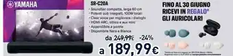Unieuro Yamaha SR-C20A 100 W Bianco offerta