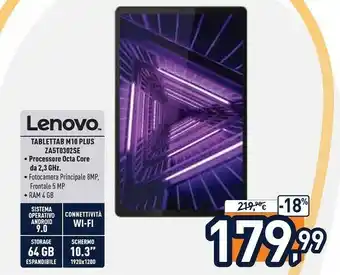 Unieuro Lenovo Tab M10 Plus 4G LTE-TDD & LTE-FDD 64 GB 26,2 Cm (10.3") Mediatek 4 GB Wi-Fi 5 (802.11ac) Android 9.0 Grigio offerta