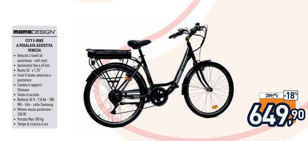 Momodesign City E-Bike A Pedalata Assistita Venezia offerta di Unieuro