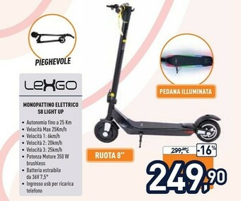 Lexgo Monopattino Elettrico S8 Light Up