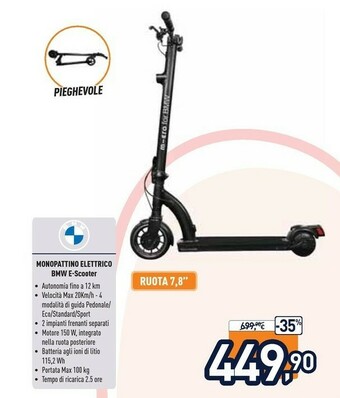 Unieuro BMW Monopattino Elettrico E-scooter offerta