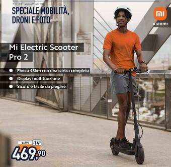 Unieuro Xiaomi Mi Electric Scooter Pro 2 25 Km/h Nero offerta