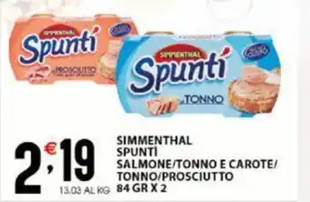 Sisa Simmenthal Spuntì Salmone/Tonno e Carote/Tonno/Prosciutto 84 gr x 2 offerta