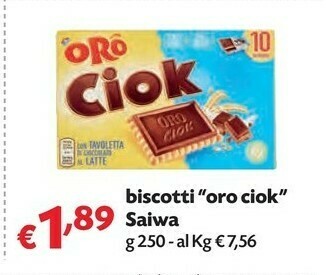 Pam Saiwa Oro Ciok Con Tavoletta Di Cioccolato Al Latte 250 G(ml) offerta
