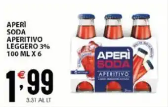 Sisa Aperì Soda Aperitivo Leggero 3% 100 ml x 6 offerta