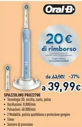 Unieuro Oral-B PRO Spazzolino Elettrico 2 2700 offerta