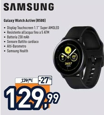 Unieuro Samsung Galaxy Watch Active SAMOLED 2,79 Cm (1.1") 40 Mm Nero GPS (satellitare) offerta