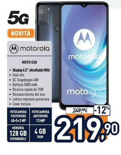 Motorola Moto G50 offerta di Unieuro