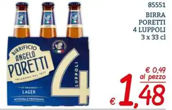 Zona Birra Poretti 4 Luppoli 3 x 33 cl offerta