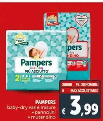 Deco Supermercati Pampers baby-dry varie misure, pannolini, mutadino offerta