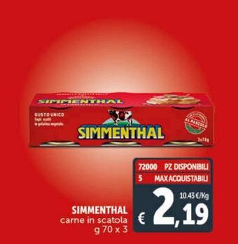 Deco Supermercati Simmenthal carne in scatola offerta