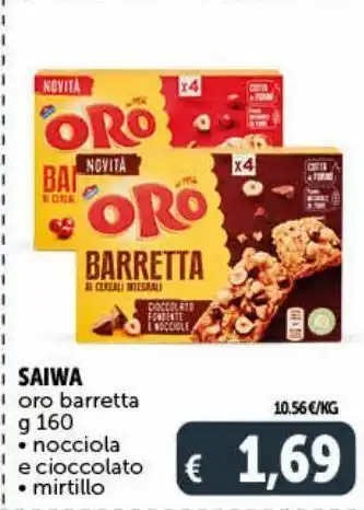 Deco Supermercati Saiwa oro barretta g 160 nocciola e cioccolato, mirtillo offerta