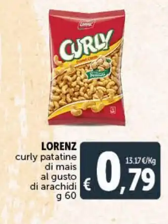 Deco Maxistore Curly patatine di mais al gusto di arachidi lorenz offerta