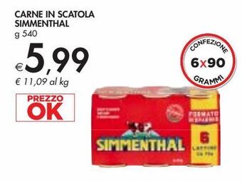 Bennet Carne in scatola simmenthal offerta