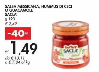 Salsa messicana, hummus di ceci o guacamole saclà