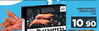 Gamberi argentini l1 congelati a bordo