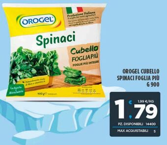Deco Superfreddo Orogel cubello spinaci foglia più g 900 offerta