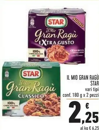 Conad Star Il Mio Gran Ragù Extra Gusto 180 G(ml) offerta