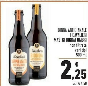 Conad Mastri birrai umbri Birra Artigianale I Cavalieri Non Filtrata 500 Ml offerta