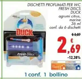 Conad Duck Dischetti Profumati Per Wc Fresh Discs Agrumi Citrus, Marine 36 Ml offerta