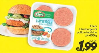 Fileni Hamburger di pollo e tacchino x4 400 g