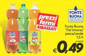 Iper Super Conveniente Fonte Buona Thè limone/pesca/verde 1,5 lt offerta