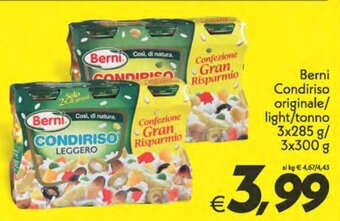 Iper Super Conveniente Berni Condiriso originale/light/tonno 3x285 g/3x300 g offerta