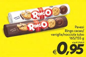 Iper Super Conveniente Pavesi Ringo cacao/vaniglia/nocciola tubo 165/155 g offerta
