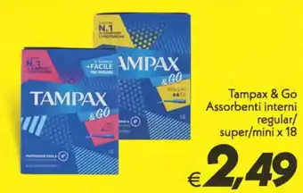 Iper Super Conveniente Tampax & Go Assorbenti interni regular/super/mini x 18 offerta