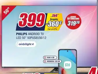 Trony Philips Android TV LED 50" 50PUS8556/12 offerta