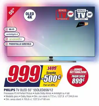 Trony Philips TV OLED 55" 50OLED856/12 offerta